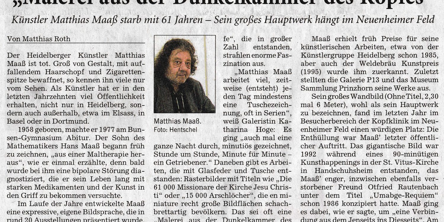 zeitungsartikel malerei aus der dunkelkammer des kopfes